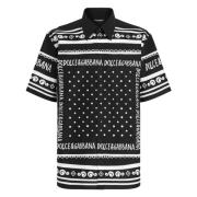 Zwart All-Over Print Shirt Italië Dolce & Gabbana , Black , Heren