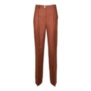 Linnen Viscose Broek Nenette , Brown , Dames