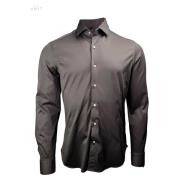 Fine Jersey Shirt, Zwart met Grijze Knop Sonrisa , Black , Heren