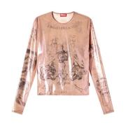 Grafische Print Roze T-shirts en Polos Diesel , Pink , Heren