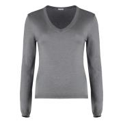 Luxe Cashmere Silk Pullover Malo , Gray , Dames