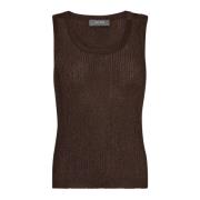 Geribbelde gebreide tanktop in Rum Raisin MOS Mosh , Brown , Dames