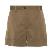 Bruine Wollen Shorts met Wijde Pijpen Miu Miu , Brown , Dames