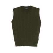 Groene Wollen Blend Gebreid Vest Fabiana Filippi , Green , Dames