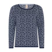 Moonlight Jacquard Stitch Pullover Sweater Skovhuus , Blue , Dames