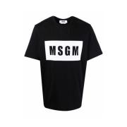 Logo-print Katoenen T-shirt Msgm , Black , Heren