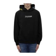 Hoodie met Voorzak en Logo Barrow , Black , Heren