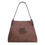 Paisley Jacquard Tote met leren details Etro , Brown , Dames