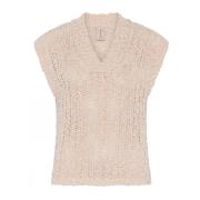 Speciale Garen Slipover Vest Kaneel Skovhuus , Beige , Dames