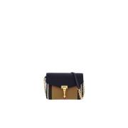 Zwarte korrelige leren crossbody tas met House Checks Burberry , Black...