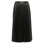 Geplooide imitatieleren rok Comma , Black , Dames