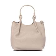 Beige leren schoudertas met plooien Gianni Chiarini , Beige , Dames