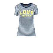 Katoen Elastaan T-shirt Love Moschino , Blue , Dames