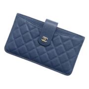 Pre-owned Leather wallets Chanel Vintage , Blue , Dames