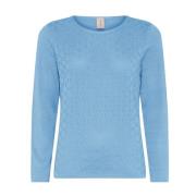 Feminine O-Neck Pullover Blouse Blauw Skovhuus , Blue , Dames