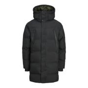 Lange gewatteerde jas met capuchon Jack & Jones , Black , Heren