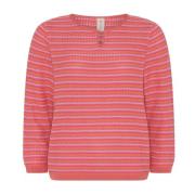 Bloesem 3/4 Mouw Pullover Blouse Skovhuus , Pink , Dames