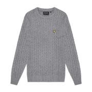 Klassieke Cable Knit Crew Neck Sweater Lyle & Scott , Gray , Heren