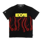 Zwarte Tee met Octopus Logo Print Octopus , Black , Heren