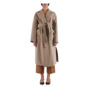 Wollen Jas met Zijsplitten Hinnominate , Beige , Dames