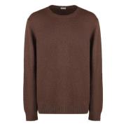 Kasjmier Crew-Neck Sweater, Geribbelde Gebreid Malo , Brown , Heren