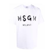 Katoenen T-shirt met uniek ontwerp Msgm , White , Heren