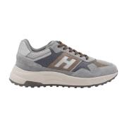 Grijze Leren Sneakers Ronde Neus Hogan , Gray , Heren