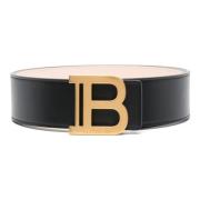 Kalfsleren Zwart Riem voor Mannen Balmain , Black , Dames