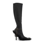 Slinky Leren Hoge Legginglaarzen Burberry , Black , Dames