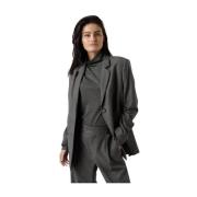 Donkergrijze Melange Klassieke Blazer Closed , Gray , Dames