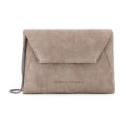 Ruskind Clutch met Gegraveerd Logo en Riem Brunello Cucinelli , Beige ...