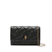 Zwarte leren clutch met glasapplicaties Kurt Geiger , Black , Dames