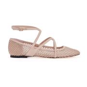 Kristalnet Mesh Ballerina Flats Jimmy Choo , Pink , Dames