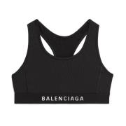 Logo Sportbeha Zwart Stretch Ontwerp Balenciaga , Black , Dames