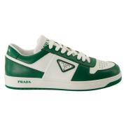 Groen en wit lederen Baskets Downtown Prada , Green , Heren