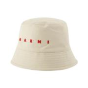 Ivoor Katoenen Bucket Hat Marni , White , Heren