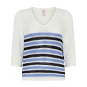 Gestreepte Tape Garen Pullover Sweater Skovhuus , White , Dames