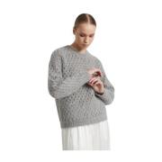 Alpaca en Merino Wol Mesh Trui Peserico , Gray , Dames