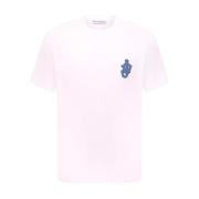 Wit Logo T-shirt Casual Katoen JW Anderson , White , Heren