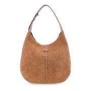 Suède en leren schoudertas met logopatch Tod's , Brown , Dames