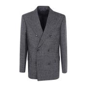 Donkergrijze Melange Blazer Emporio Armani , Gray , Heren