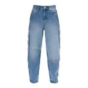 Jeans met wijde pijpen en rafelranden Ganni , Blue , Dames