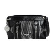 Zwarte Leren Crossbody Tas met Metalen Details Zadig & Voltaire , Blac...