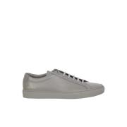 Gouden Logo Kobalt Grijs Leren Sneakers Common Projects , Gray , Heren