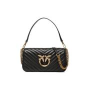 Mini Sheep Nappa Chevron Baguette Pinko , Black , Dames