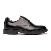 Zwarte Leren Veterschoenen Nerogiardini , Black , Heren