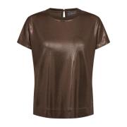 Metallic Tee Top met Ronde Hals MOS Mosh , Orange , Dames