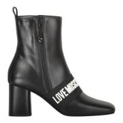 Logo Band Blokhak Laarzen Love Moschino , Black , Dames