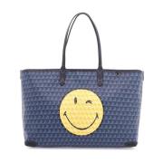 Knipogend gezicht ritssluitingstas Anya Hindmarch , Blue , Dames