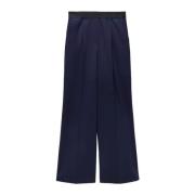 Blauwe Wollen Wijde Pijp Broek Msgm , Blue , Dames